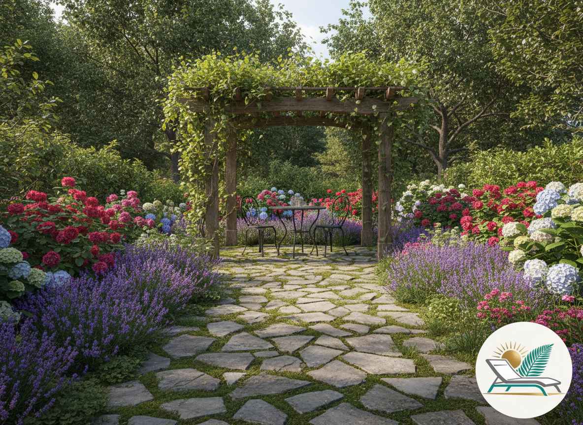 Garden Patio Ideas – Natural Stone and Floral Designs